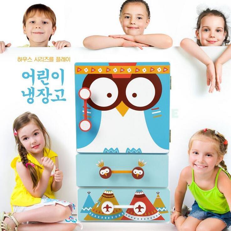 children toys new 2016 style kitchen play house refrigerator wooden Toy Children