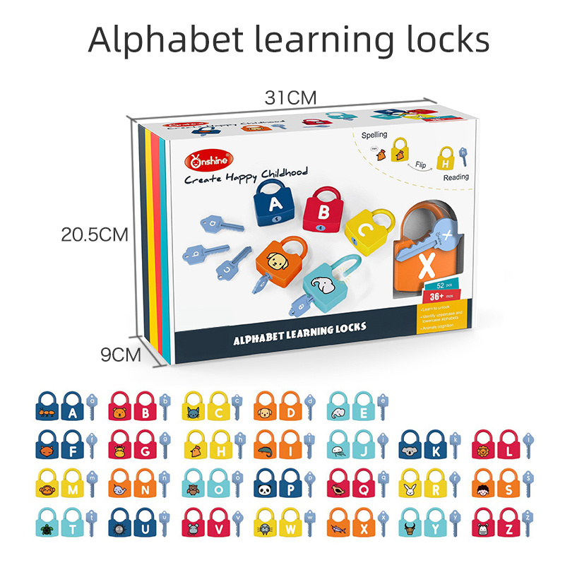 Children Montessori Alphabet Number Learning Locks toys alphanumeric unlock teaching aids educational toys for kids