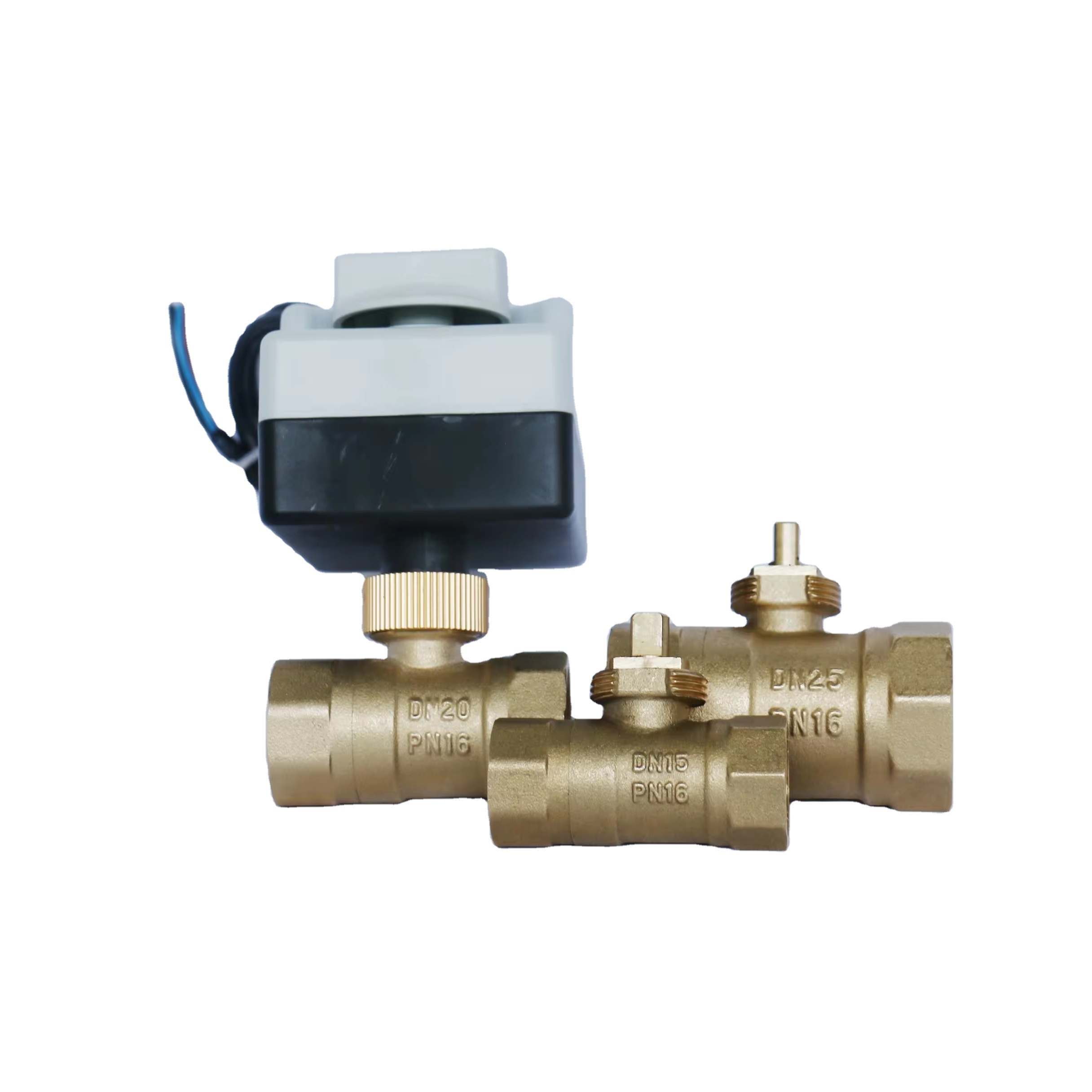 Manual Switch Actuator Ball Valve Two-way with 3 Wires  Brass Valve Body Manufacturer Sells DN20 220V Used for air conditioning