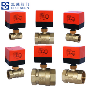 AC220v DC24V dn15-dn50 1/2 "- 1" caliber two-way valve brass three-wire two-control ball valve motorized ball valve