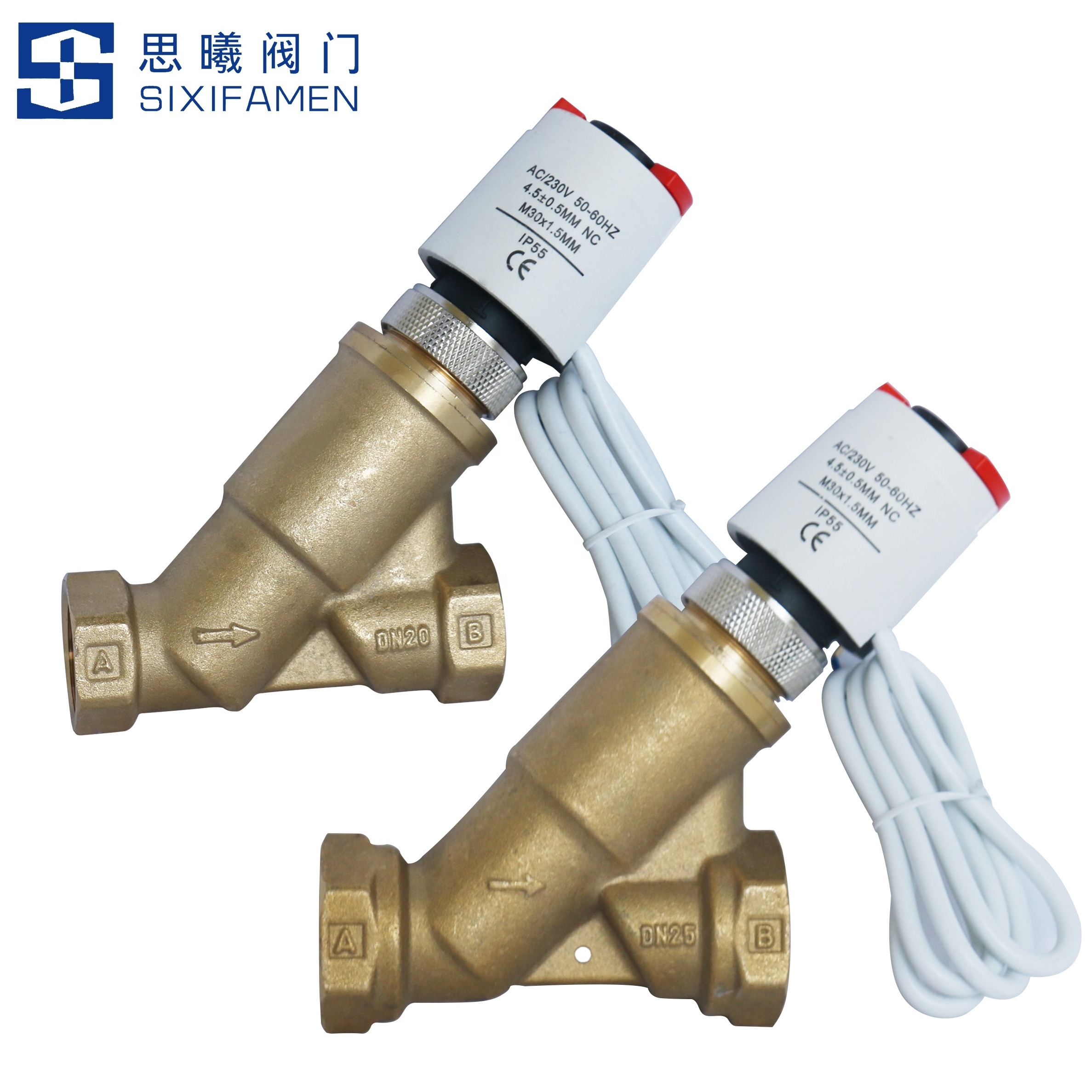 Dynamic balancing valve motorized two-way valve Brass material for electric valves used in central air conditioning systems