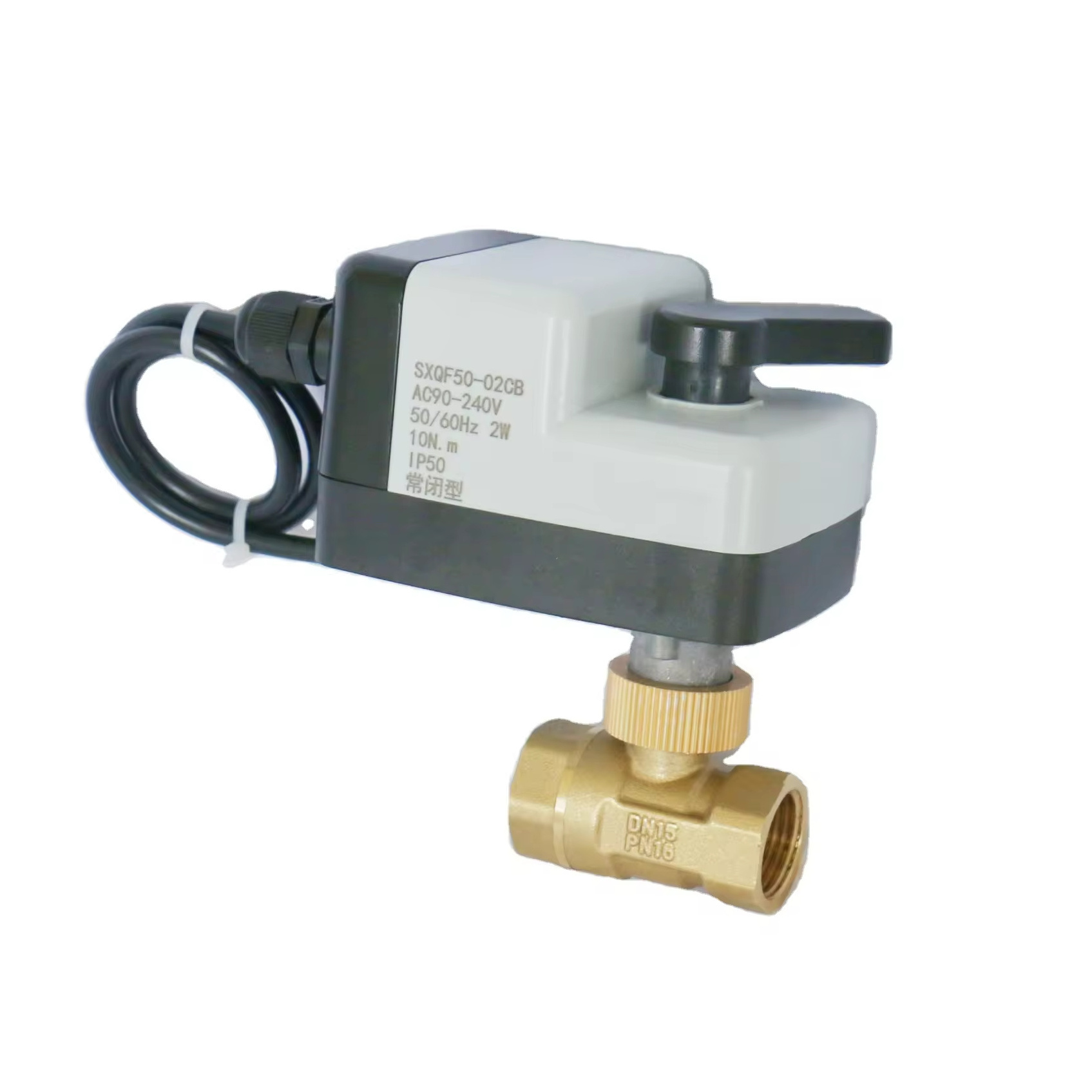 Motorized Ball Valve Two-way Manual Switch Actuator with 2 Wires For Control water flow AC220V DN15