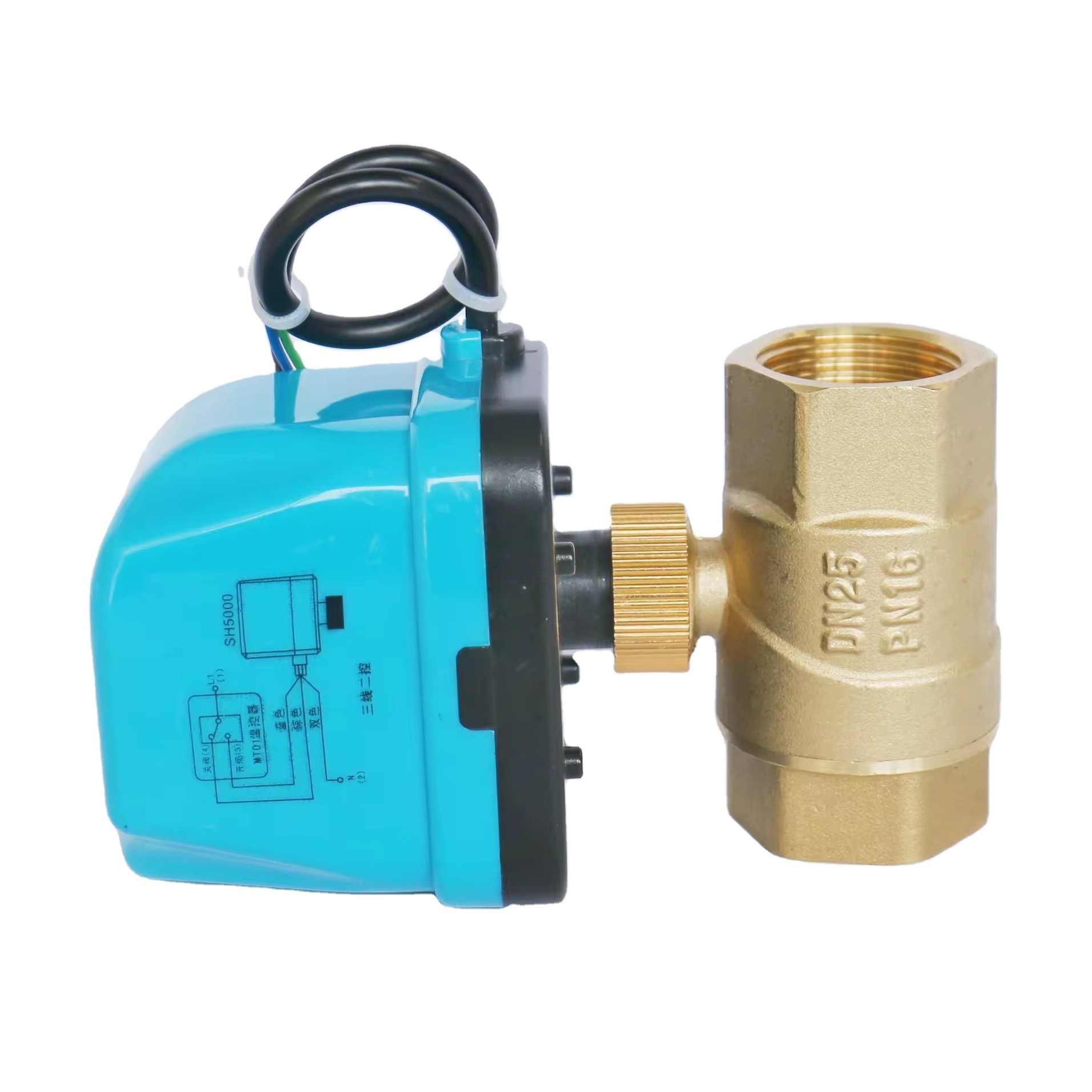 Electric Ball Valve DN25 Control Valve G Thread Full Diameter Brass Valve Body With Electric Actuator 220V 24V