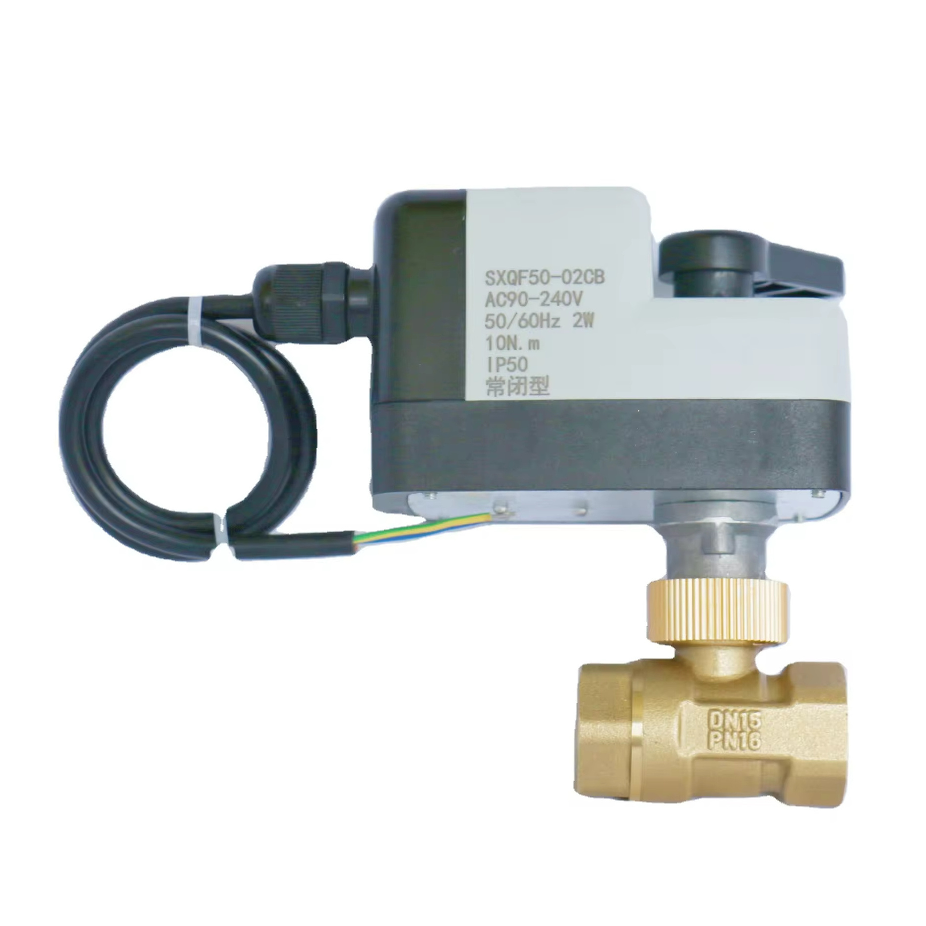 Motorized Ball Valve Two-way Manual Switch Actuator with 2 Wires For Control water flow AC220V DN15