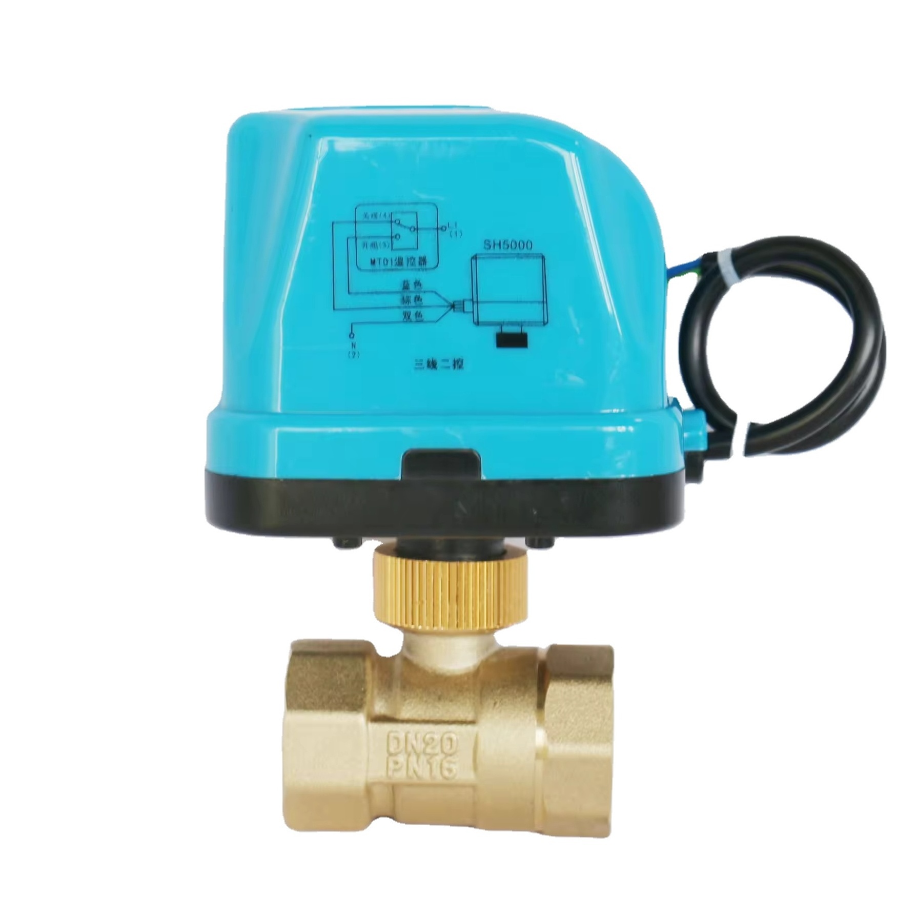 220V DN20 Motorized Electric 2-Way Ball Valve Used for Air Conditioning Normal Temperature