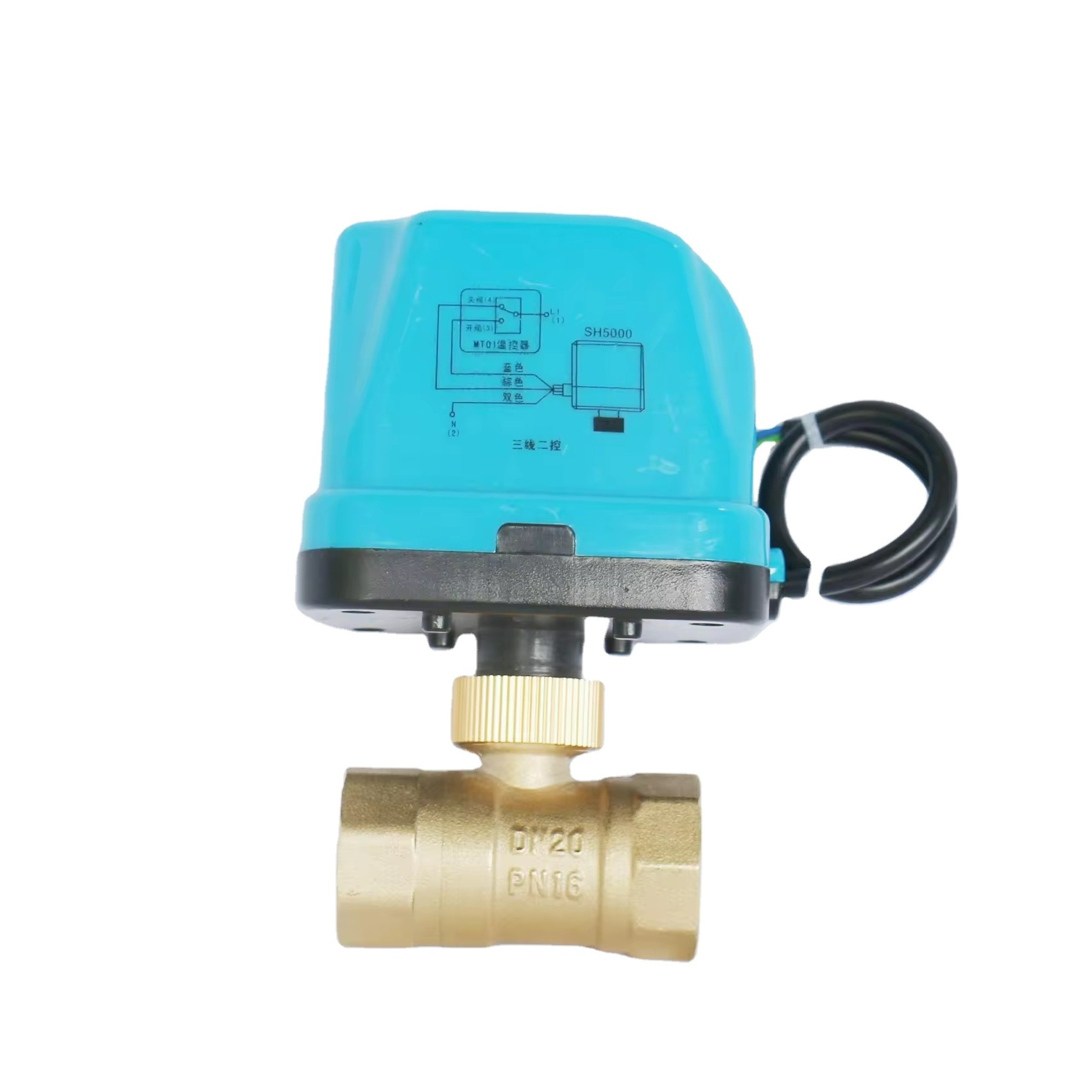 12V 24V 220V DN15 DN20 DN25 Motorized Electric 2-Way Ball Valve With Actuator Used for Air Conditioning ODM