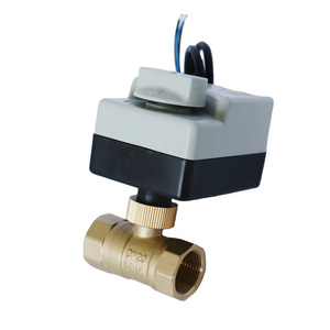 Manual Switch Actuator Ball Valve Two-way with 3 Wires  Brass Valve Body Manufacturer Sells DN20 220V Used for air conditioning