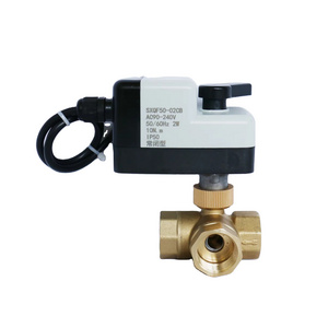 Three-way Electric Ball Valve Manual Switch Actuator with 2 Wires  Brass Valve Body DN20 DC24V used for on-off control in HVAC