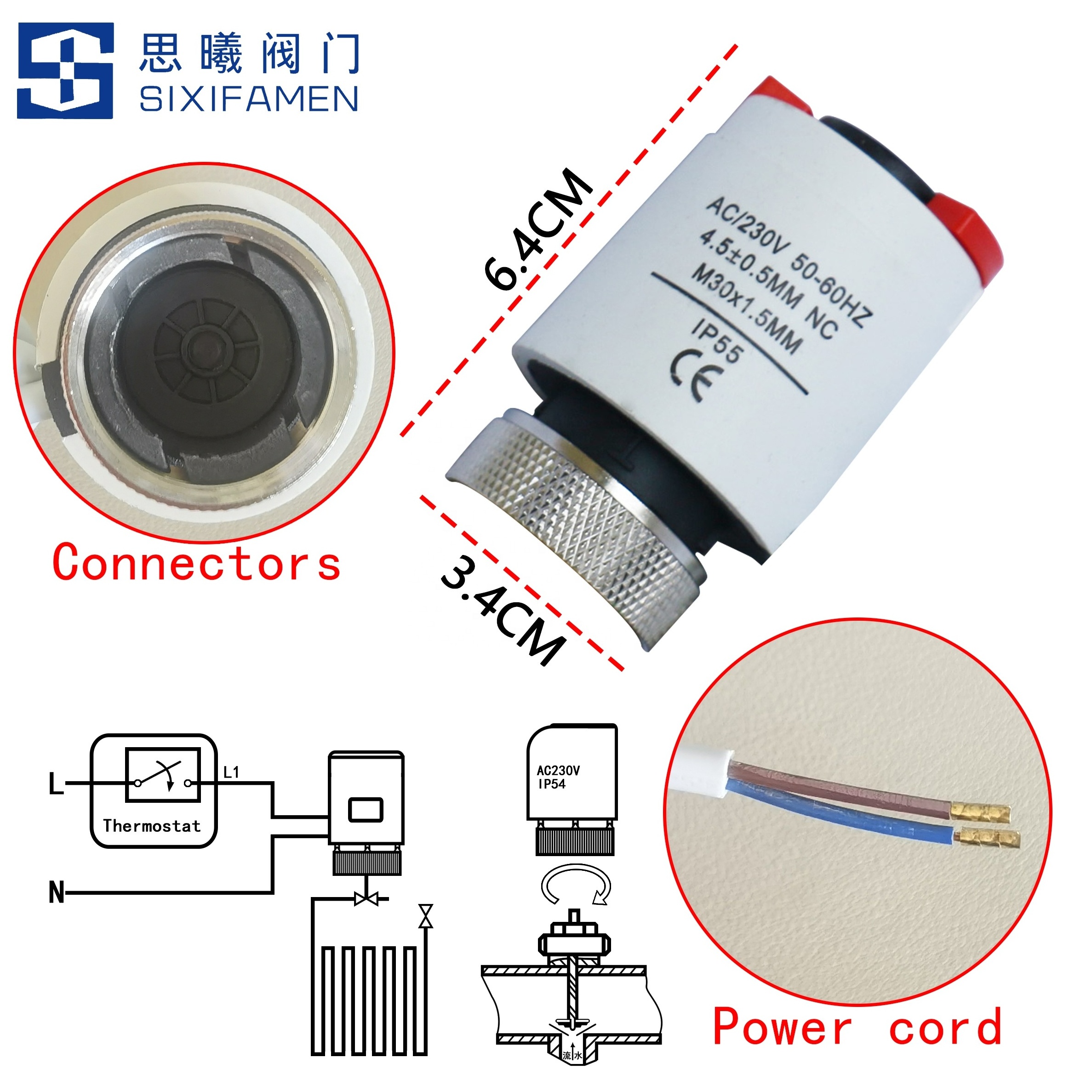 Dynamic balancing valve motorized two-way valve Brass material for electric valves used in central air conditioning systems