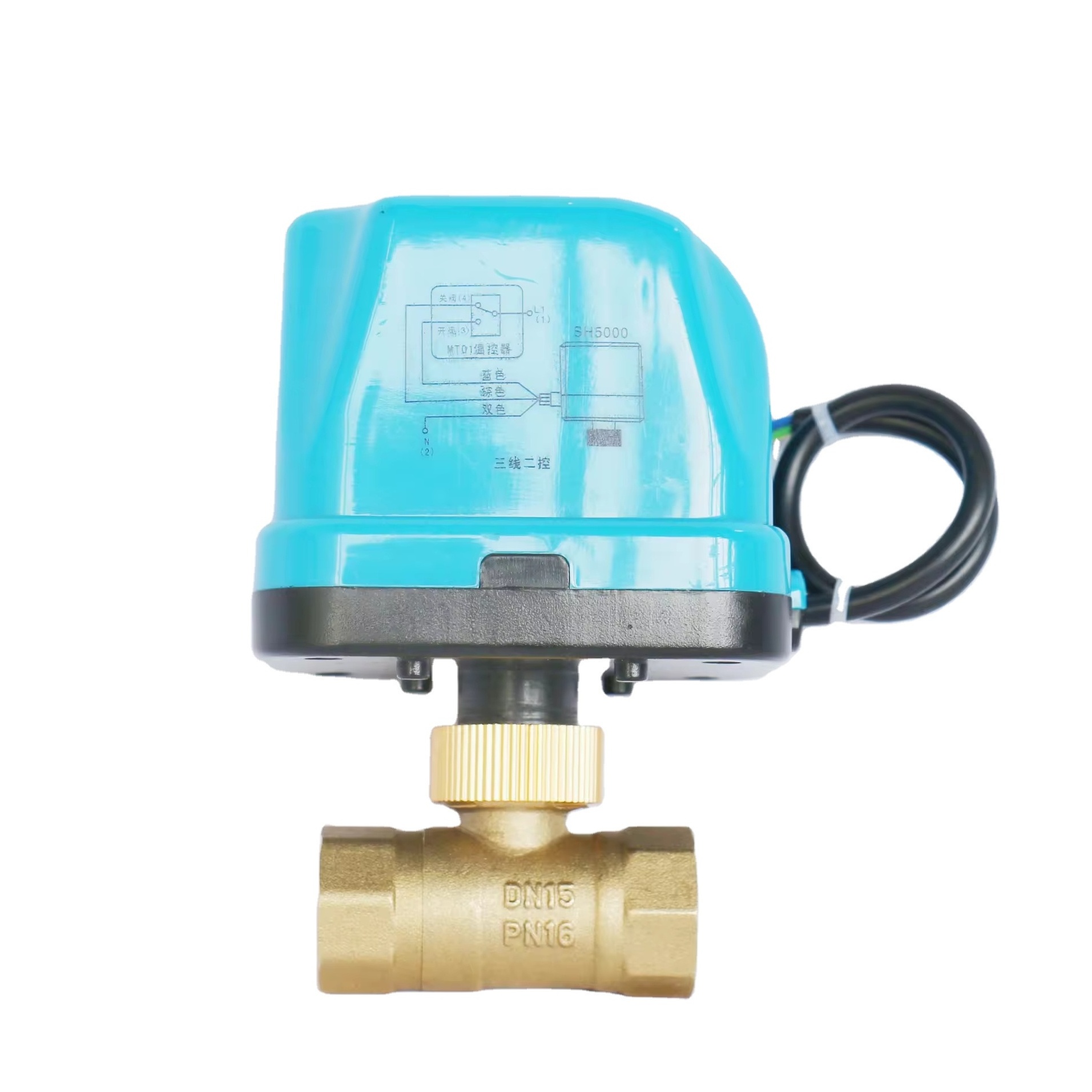 12V 24V 220V DN15 DN20 DN25 Motorized Electric 2-Way Ball Valve With Actuator Used for Air Conditioning ODM