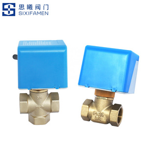 SIXI AC220v DN15-DN32 1/2 -1 1/4"caliber motorized stop valve made of brass for central air conditioning system, etc