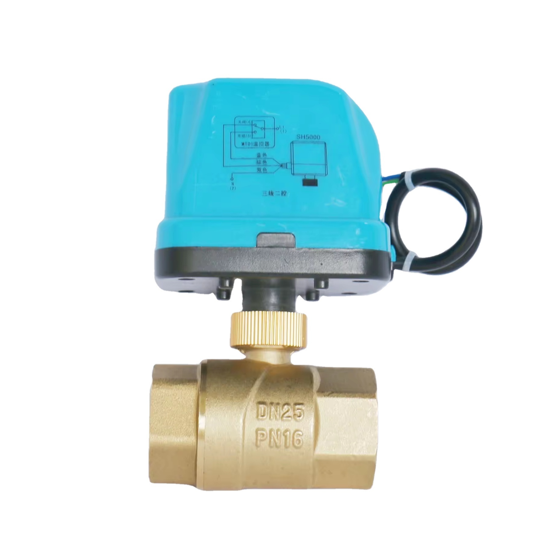 Electric Ball Valve DN25 Control Valve G Thread Full Diameter Brass Valve Body With Electric Actuator 220V 24V