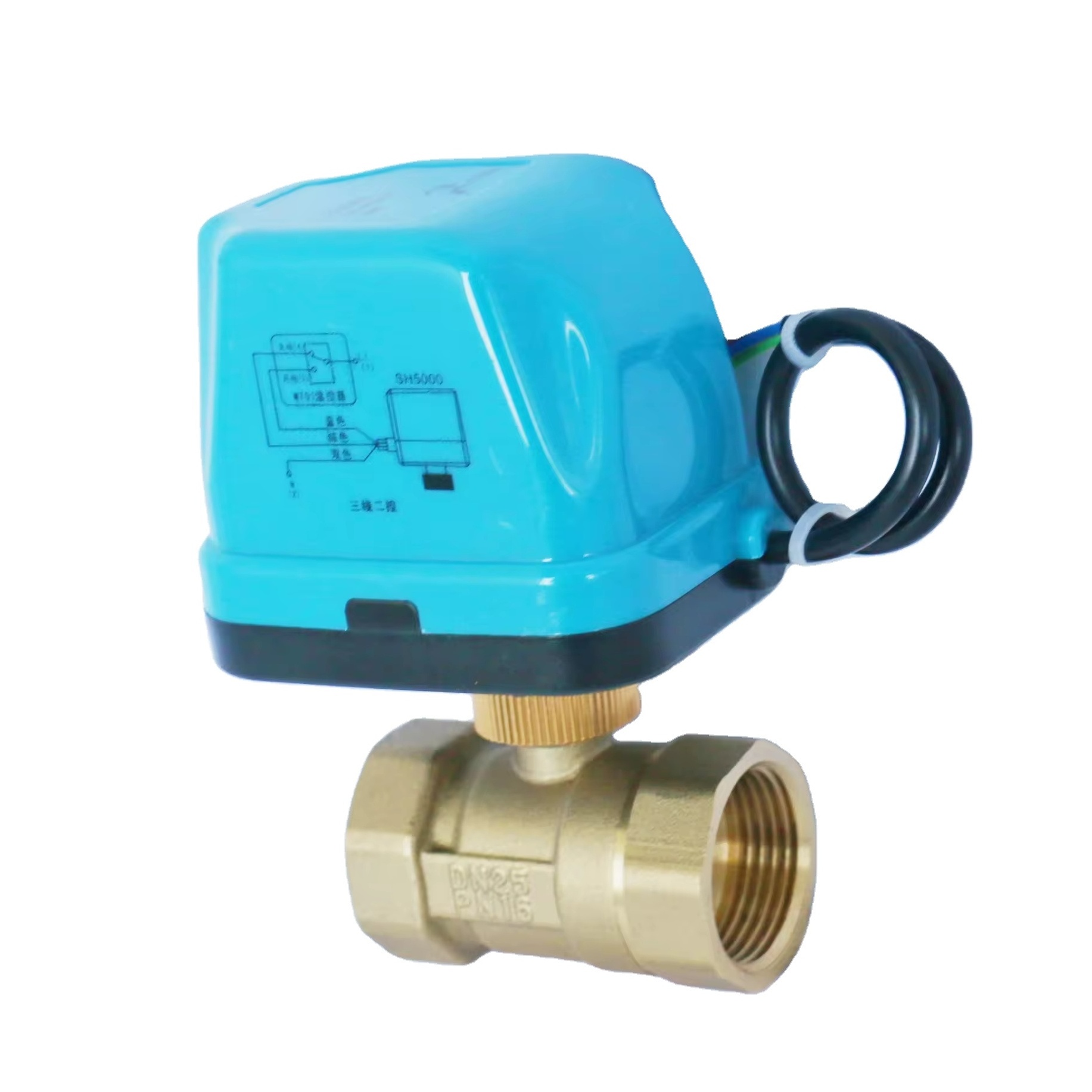 220V DN25 Motorized Electric 2-Way Ball Valve Brass valve Body with Three Wires High Quality