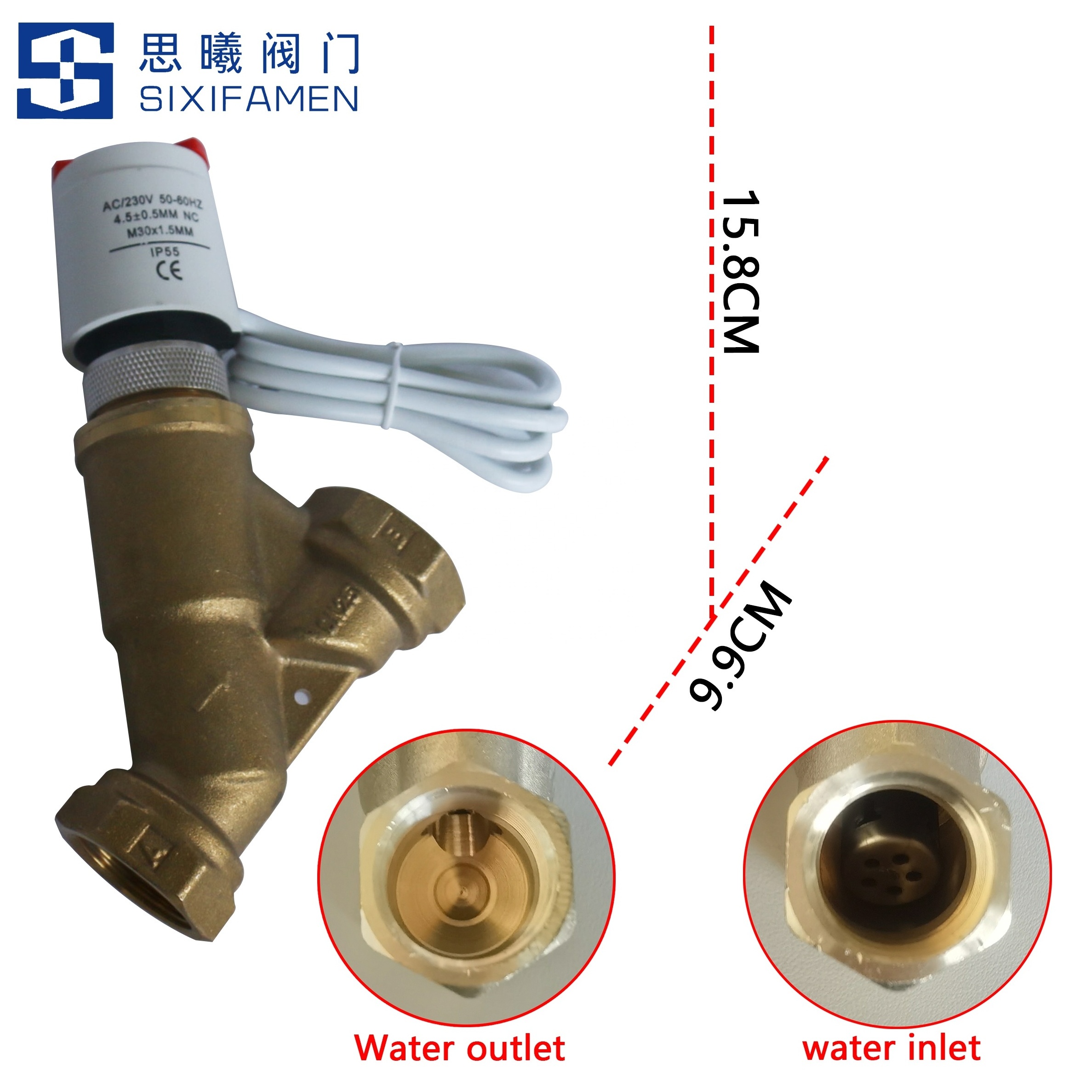 Dynamic balancing valve motorized two-way valve Brass material for electric valves used in central air conditioning systems