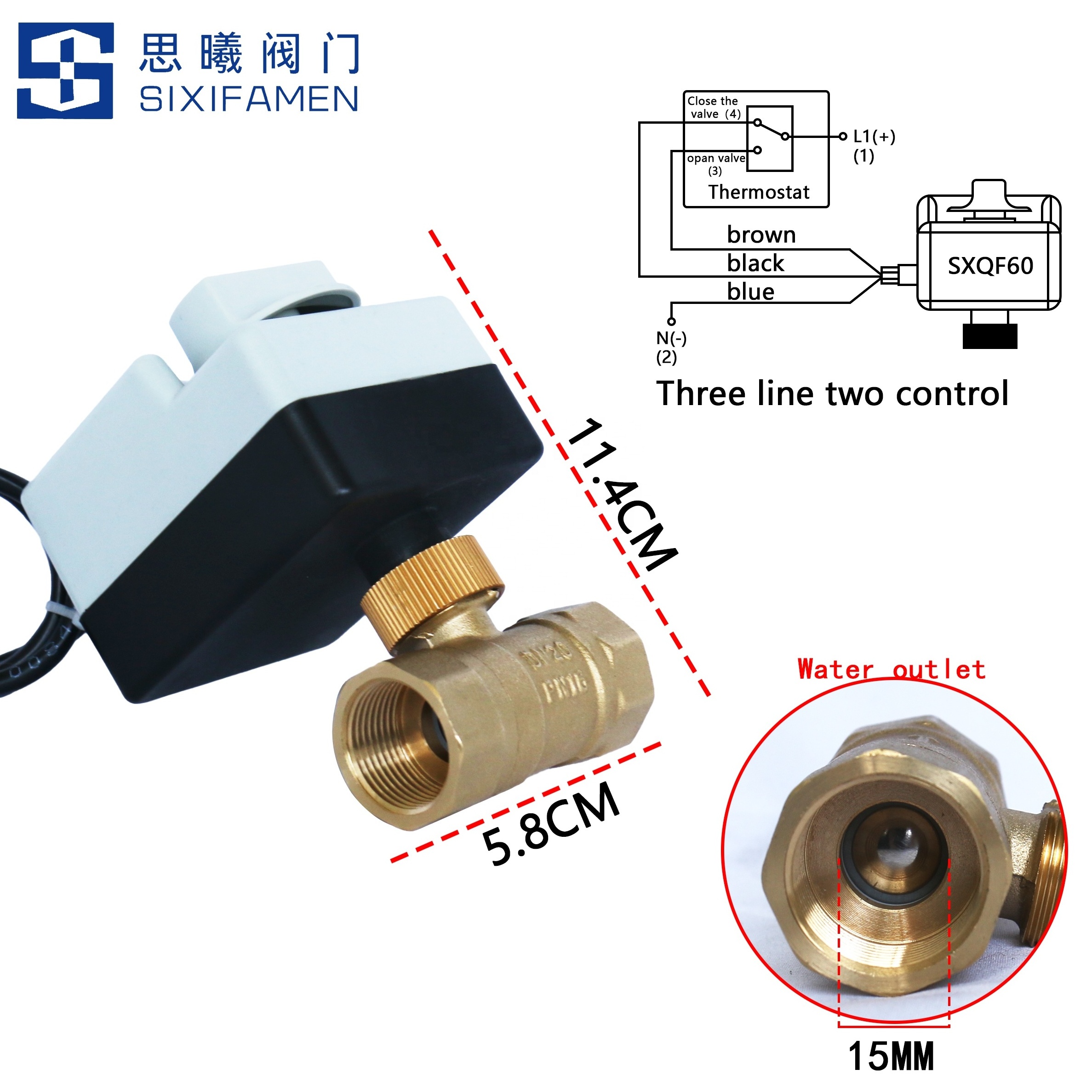 DN20 220V manual switch electric ball valve Electric valve Electric two-way valve Three-wire two-way control