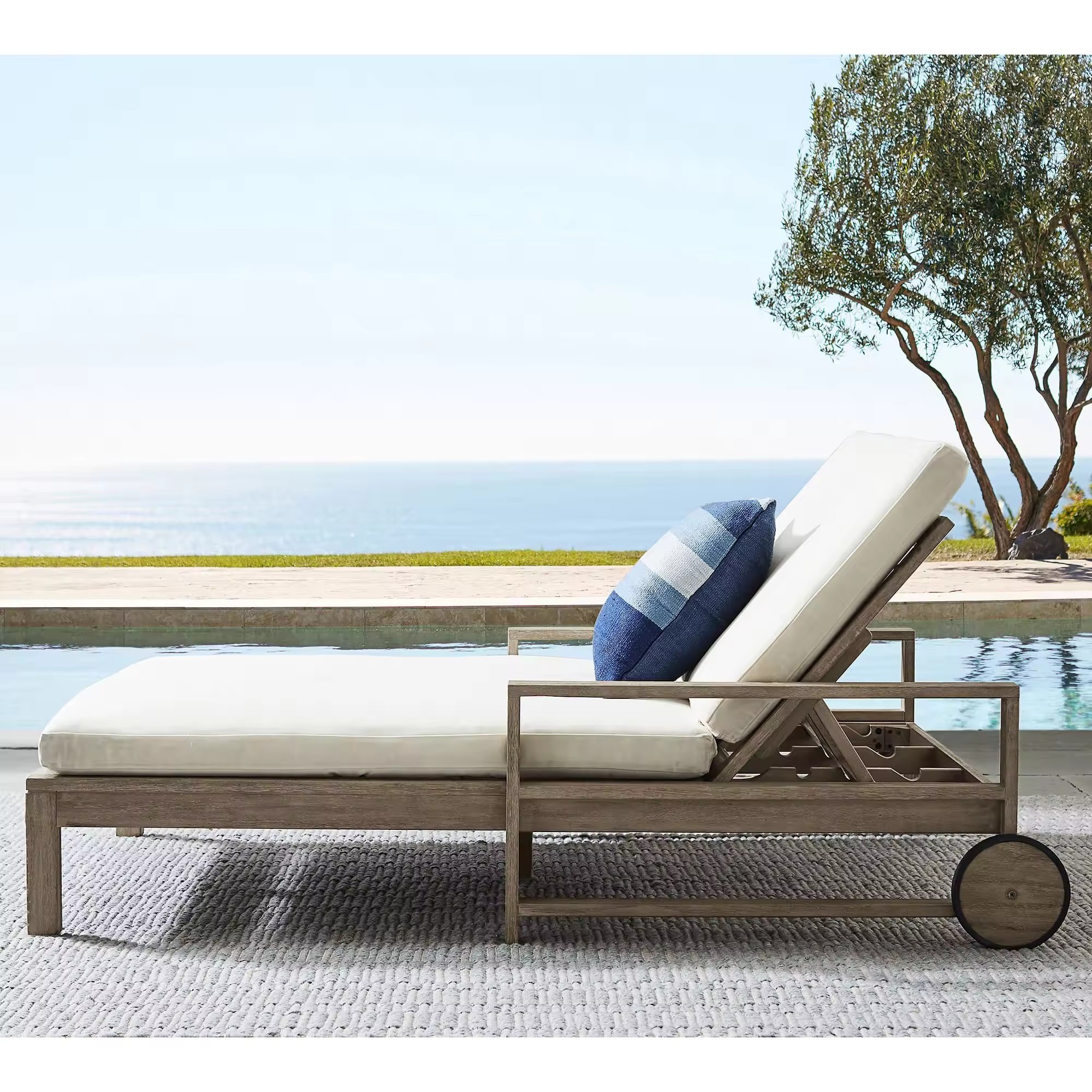 New design chaise lounge patio furniture daybed teak double outdoor sun loungers with wheels