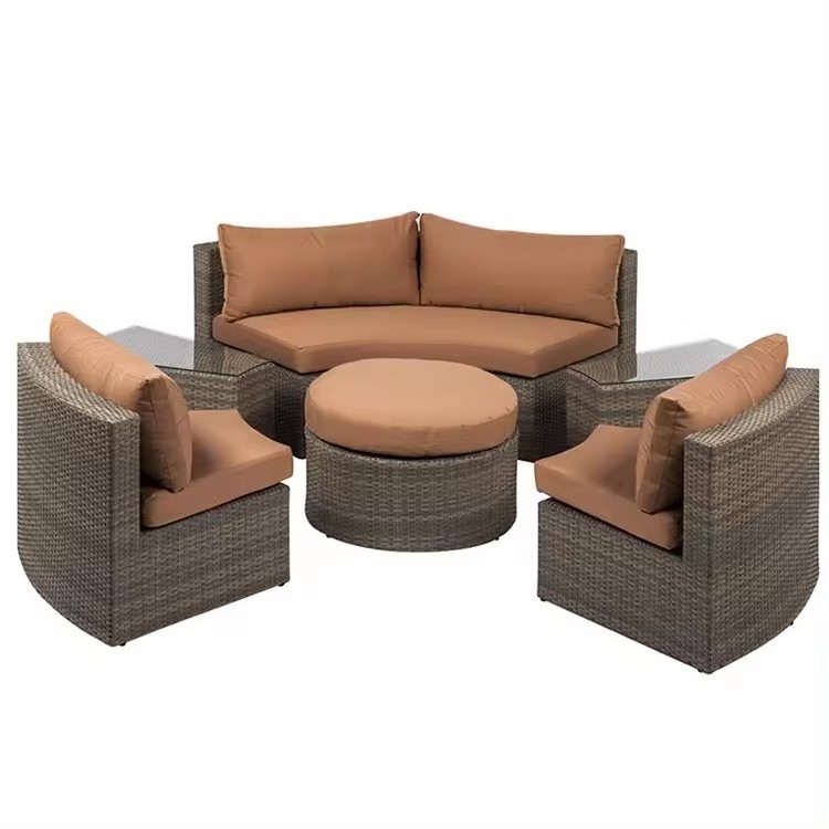 Italian Luxury Natural Rattan Sofa Garden Sofa Set Outdoor Patio Hotel Villa Wicker Home Furniture