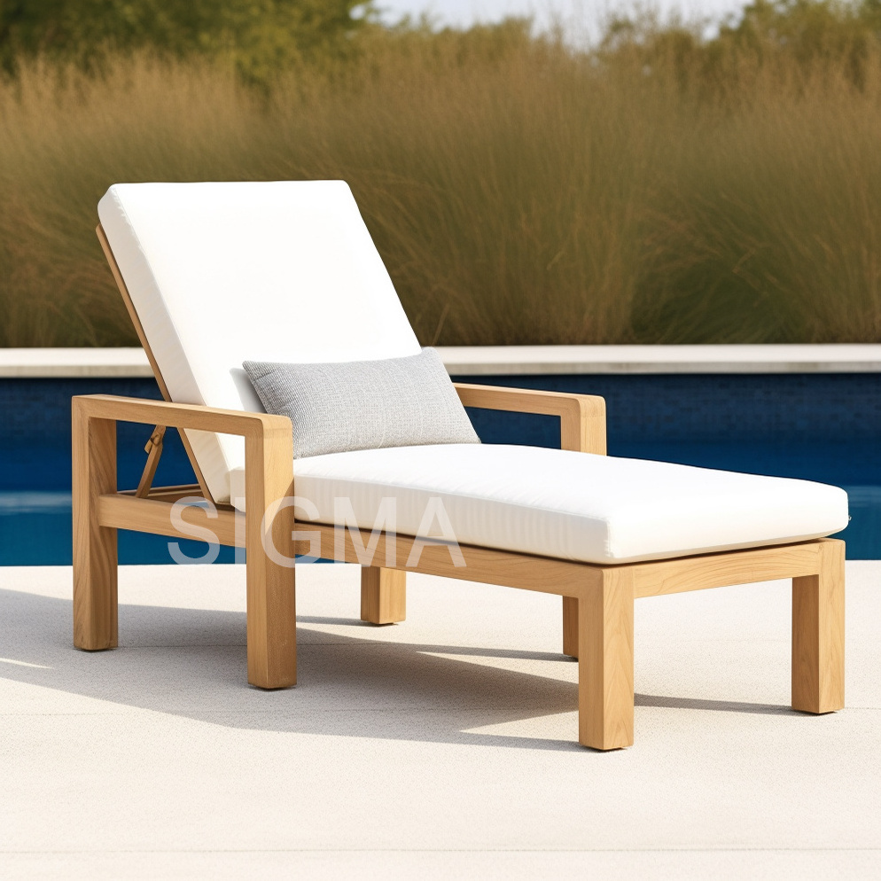 Teak Outdoor Furniture Wood Sun Lounger Teak Patio Garden Pool Bed Sun Loungers