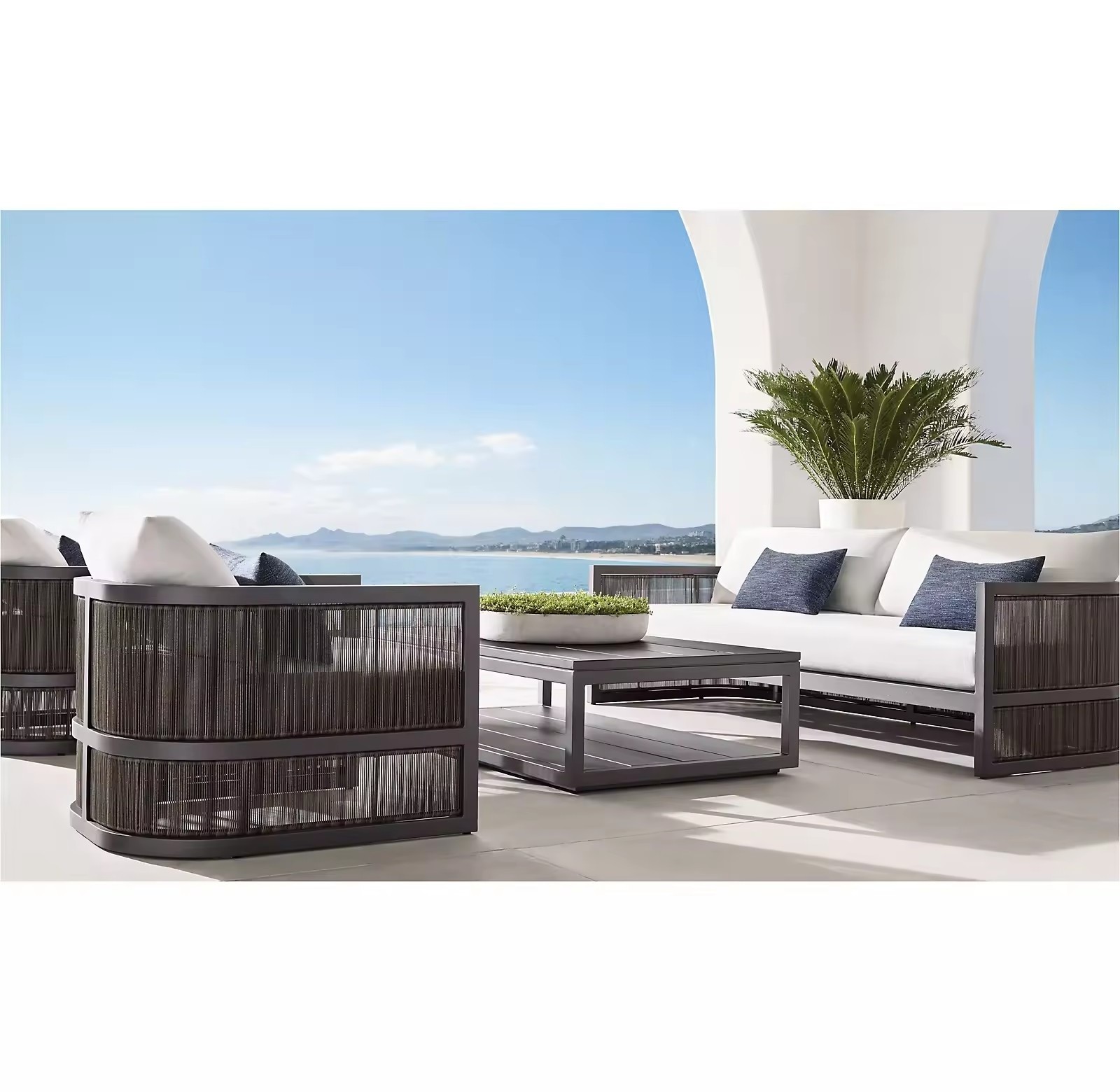 Luxury furniture aluminum rattan wicker sofa garden sets outdoor patio furniture