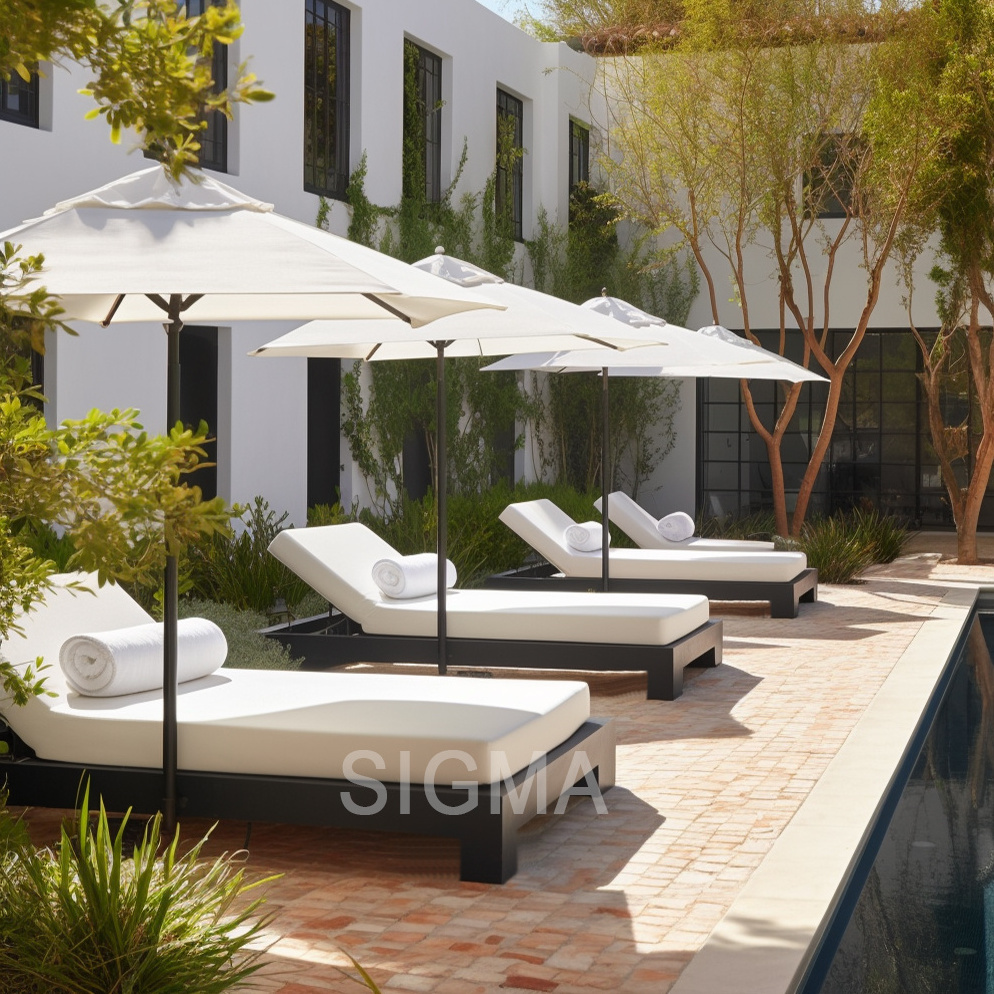 Aluminum Outdoor Beach Furniture Sun Loungers Hotel Swimming Pool Furniture Outdoor Sunbed