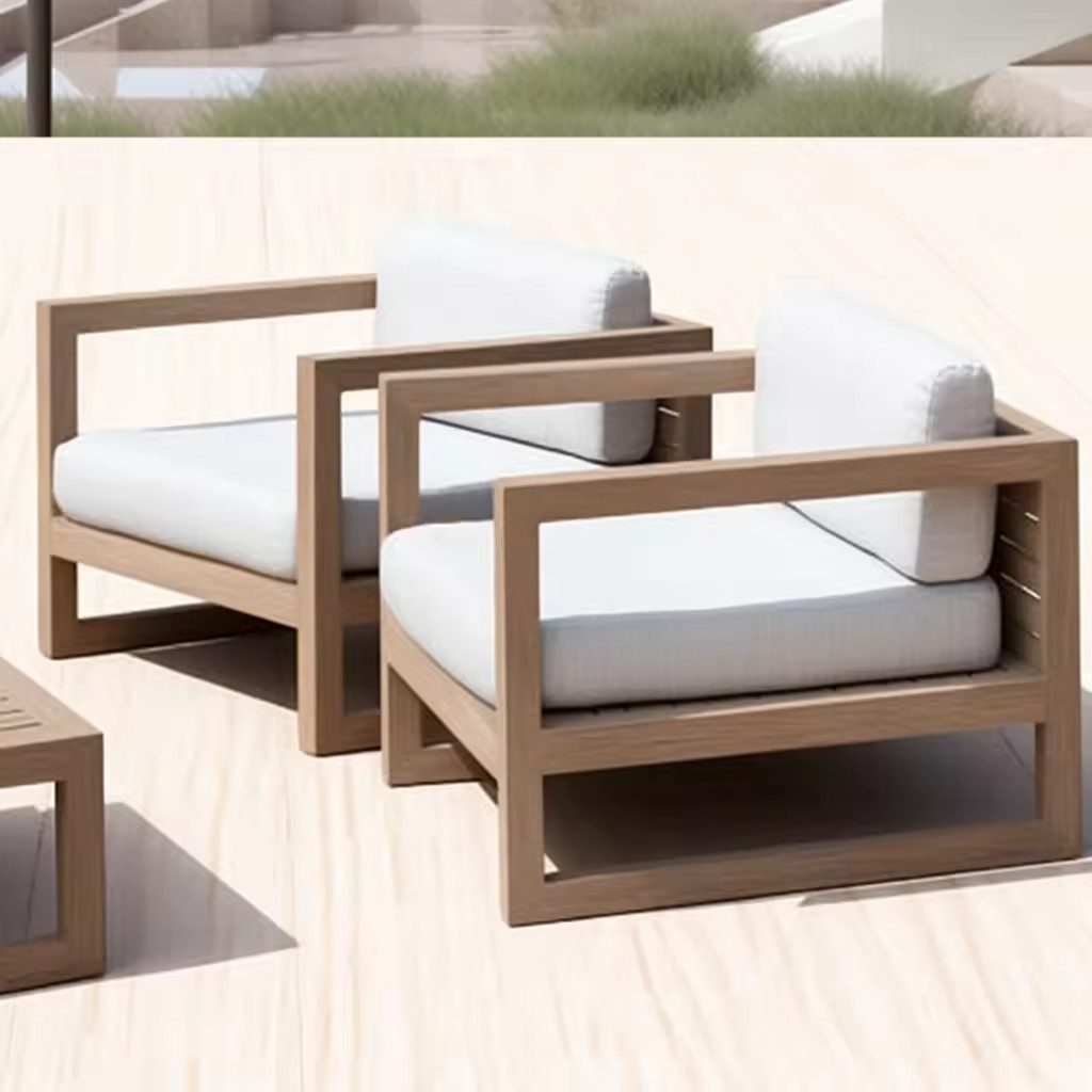 Modernism design garden furniture solid wood teak sofas set patio Poolside outdoor furniture