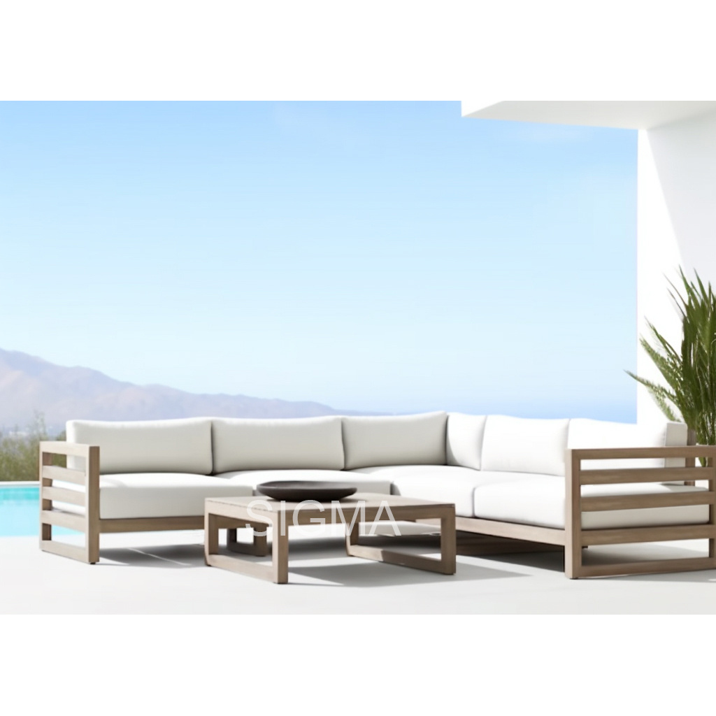 Hotel Outdoor Furniture Wooden Frame Garden Sofa Luxury Outdoor Garden Wooden Sofa Set Furniture