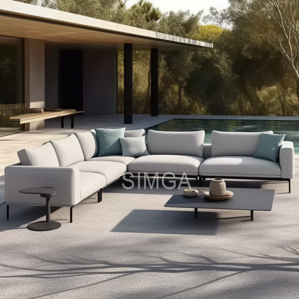 High Quality Outdoor Furniture One Seat Sofa Set Luxury Simple Design Garden Sofa Curved Sofa