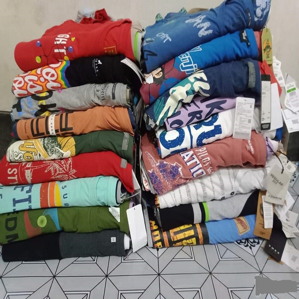 Apparel stock lot surplus branded S M XXL Men t-shirt stock lot Leftover Overrun Boys Casual Cotton polyester cheap price Tshirt