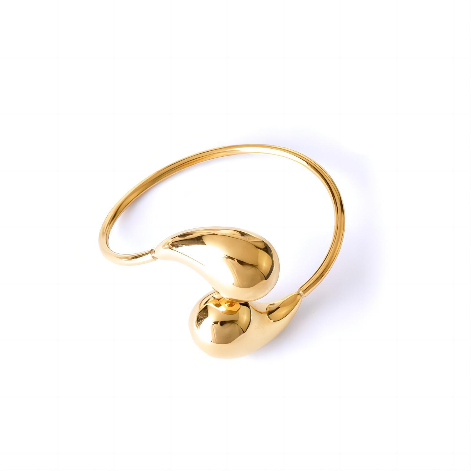 Customized Stainless Steel 316L Water Drop Hollow Adjustable Bracelet Women's Unique 18K Gold PVD Rust Resistant Fashion Jewelry