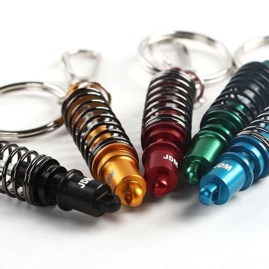 Adjustable Shock Absorber Coilover Keychain Spinning Turbo Keychain Keyring Turbocharger Turbine Key Chain Ring Keyrings