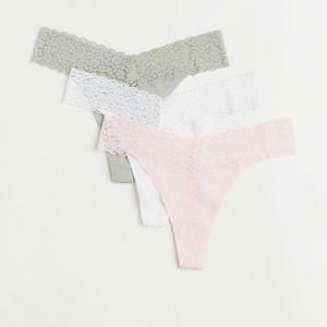 Unlined Sexy Lace Panties Customized Logo Mesh/Customized Wireless Thongs Women