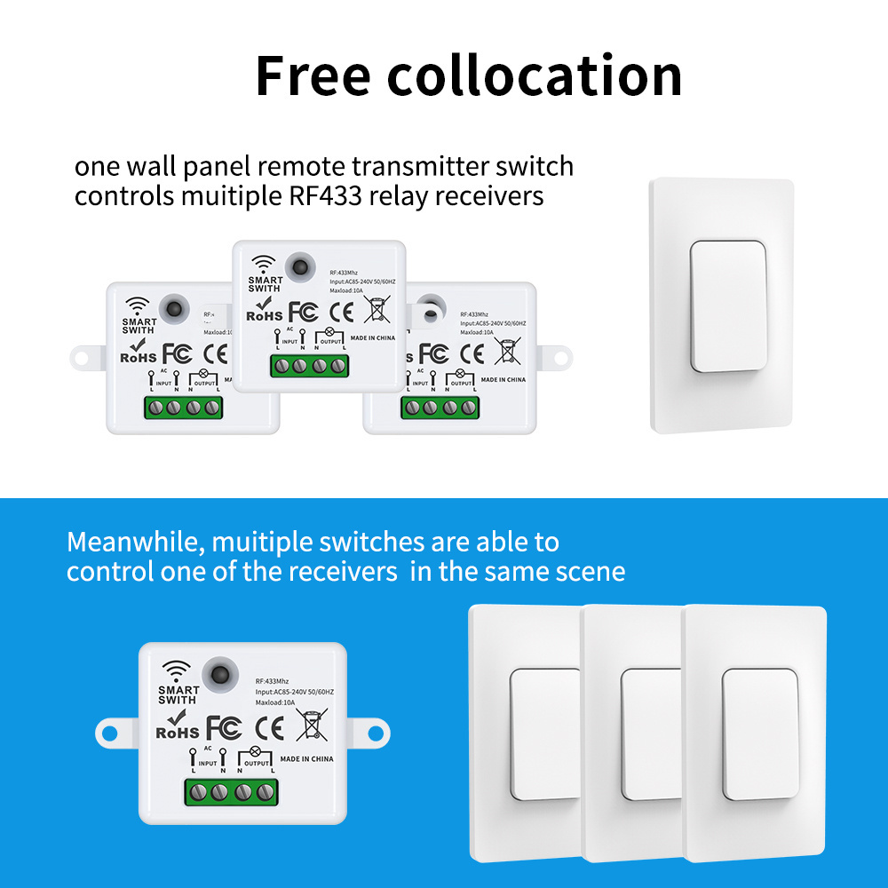 Lowest Price Supply 433Mhz Wireless Remote Light Switch No Battery Required Waterproof Wall Panel Self-powered Button Switches