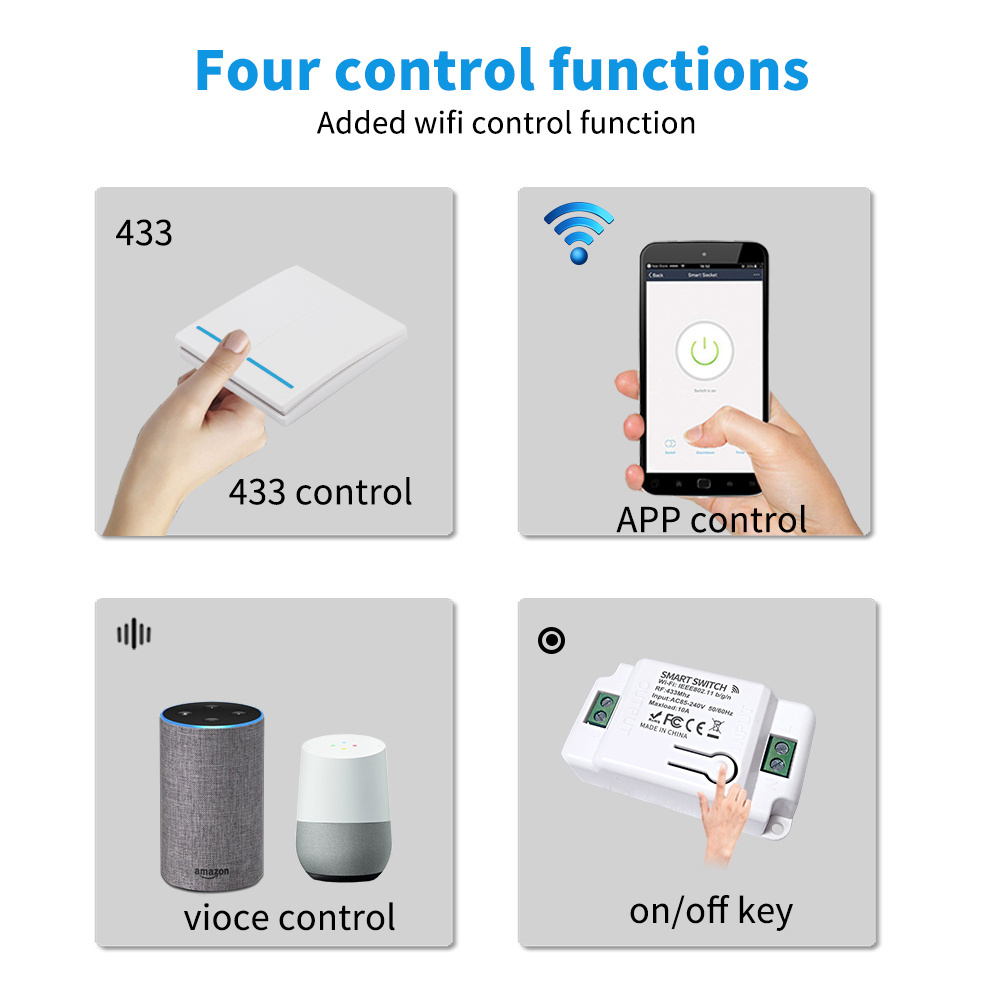 SIXWGH Wireless WIFI Switch 1/2/3Gang button Light Switch Smart life App Remote Control timer relay Module for Google Home Alexa