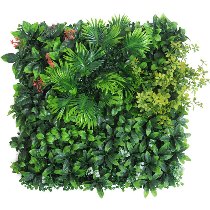 Custom 50*50cm Green Plant Wall Hanging Plastic Flower Wall Decoration