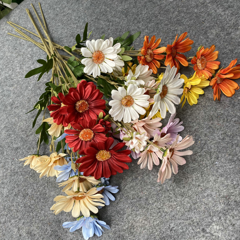 Long Branch 6 Head Daisies White Artificial Flower Arrangement For Wedding