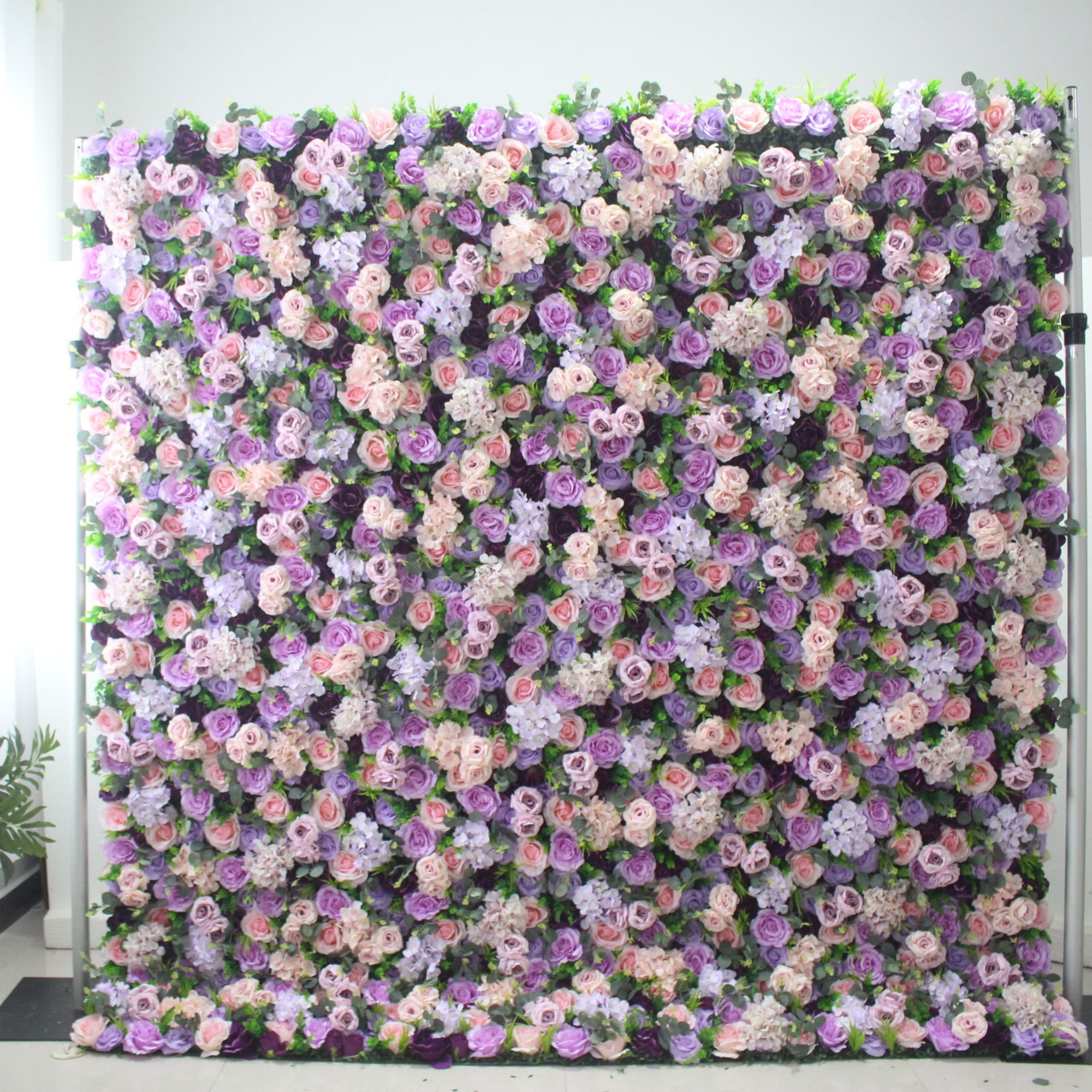 Custom 3d Roll Up Fancy Backdrops Purple Rose Flower Wall For Wedding