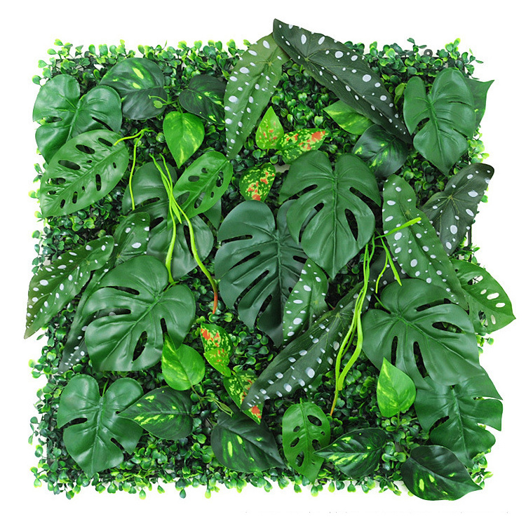 Custom 50*50cm Green Plant Wall Hanging Plastic Flower Wall Decoration