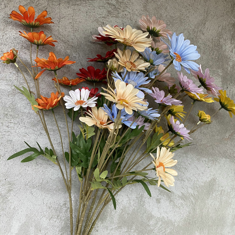 Long Branch 6 Head Daisies White Artificial Flower Arrangement For Wedding