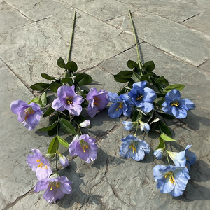 Wedding Decoration Purple Blue Silk Flower Wholesale 9 Head Azalea Flower Artificial