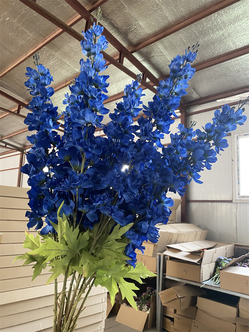 120cm White Artificial Flower Large Silk Blue Delphinium Flower For Wedding Party Decor