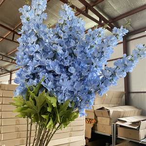 120cm White Artificial Flower Large Silk Blue Delphinium Flower For Wedding Party Decor