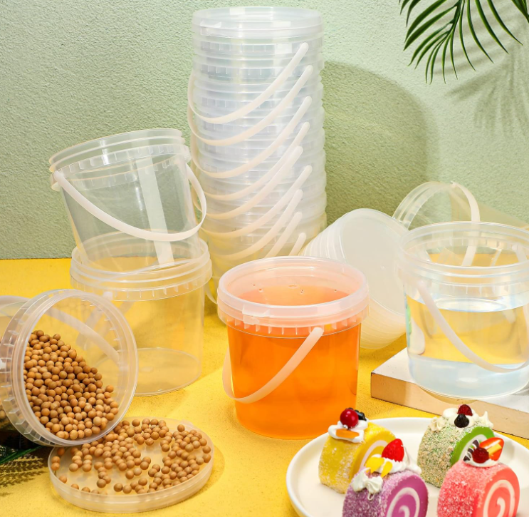 Wholesale Plastic Bucket Kids Toy Portable Chemical Round Barrels Clear Plastic With Lids Storage Bucket