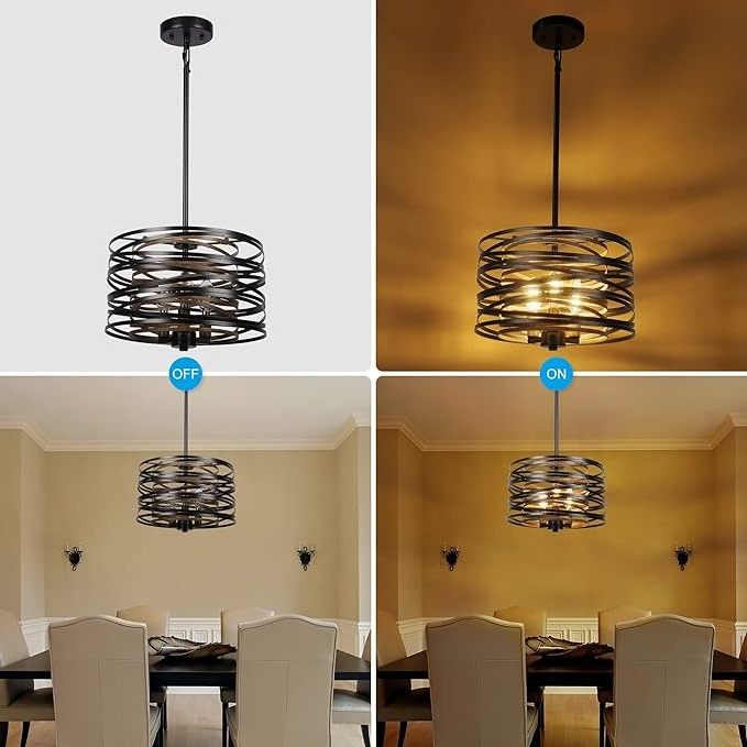 Restaurant and farmhouse chandelier, 3-light industrial metal chandelier, er, kitchen, foyer, bedroom