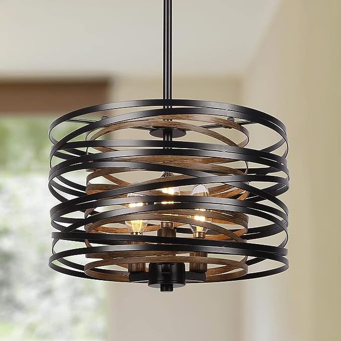 Restaurant and farmhouse chandelier, 3-light industrial metal chandelier, er, kitchen, foyer, bedroom