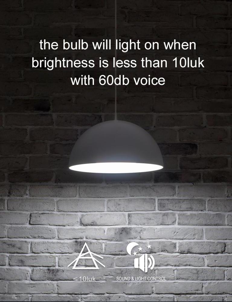 Smart sound and light control sensor led bulb A60 E27 9W