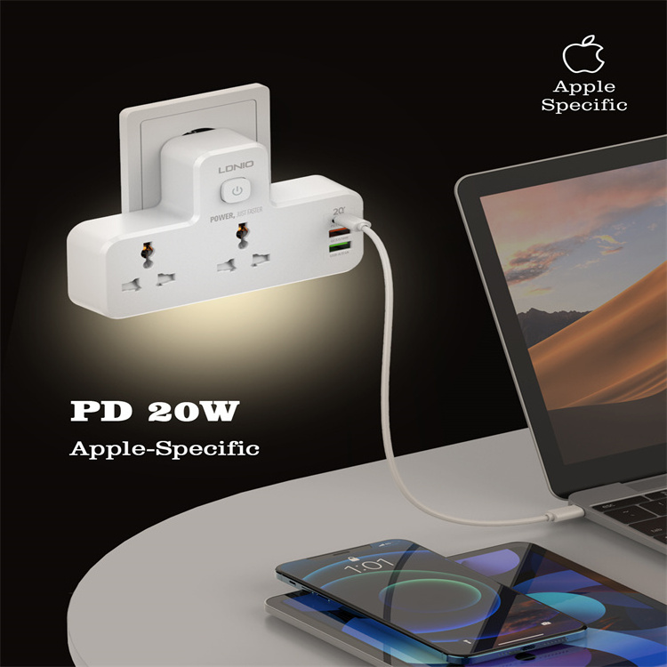 LDNIO SC2311 Plug Extension Multi Plug Extension Sockets with USB Wall Plug Adapter 3 Way 1 into 3 Power Extension Adapter