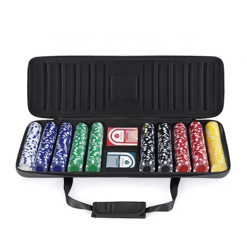 2023 new arrival designer las vegas casino poker chip carry case custom black poker chips foam case 500