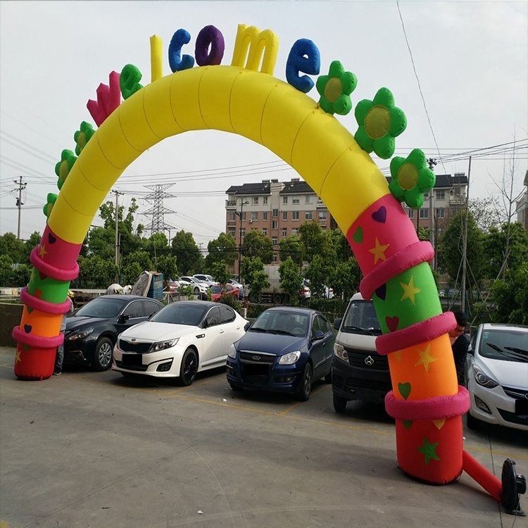 Custom Promotion Cheap Outdoor Event Led Inflatable Rainbow Welcome Arch For Sale