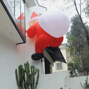 Outdoor Inflatable Decorative Climbing Wall Giant Christmas Santa Claus With Led light