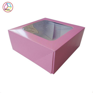 Custom folding clear PVC window cake  box for cake packaging